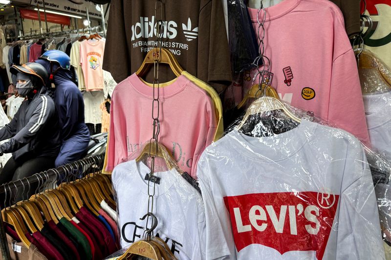 Counterfeit goods at Ninh Hiep market, classified by the U.S. Trade Representative among "notorious markets" for counterfeiting, despite government crackdowns and the threat of U.S. tariffs over the issue, on the outskirts of Hanoi, Vietnam, May 5, 2026. Picture taken with a mobile phone. REUTERS/Francesco Guarascio
