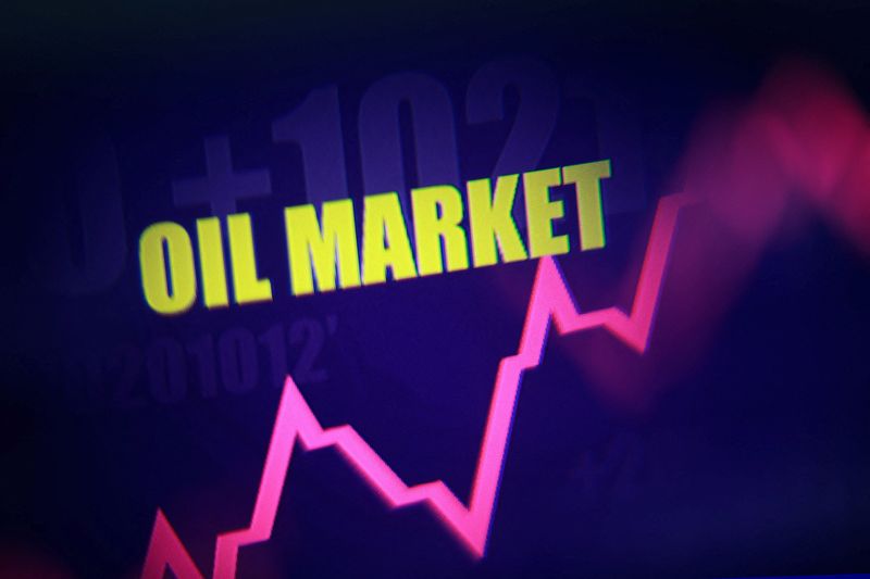 Rising stock graph and the words "Oil Market" are seen in this illustration taken March 23, 2026. REUTERS/Dado Ruvic/Illustration