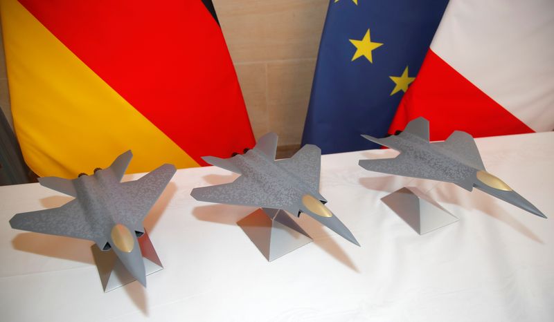Scale models of the Franco-German-Spanish Future Combat Air System (FCAS / SCAF), Europe's next-generation fighter jet, are seen in Paris, France, February 20, 2020. REUTERS/Charles Platiau
