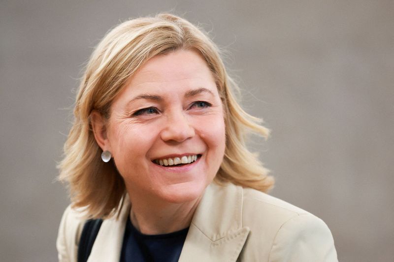 FILE PHOTO: Executive Vice-president of the European Commission for Technological Sovereignty, Security and Democracy Henna Virkkunen arrives for a meeting of the College of European Commissioners in Brussels, Belgium, May 6, 2026. REUTERS/Yves Herman/File Photo