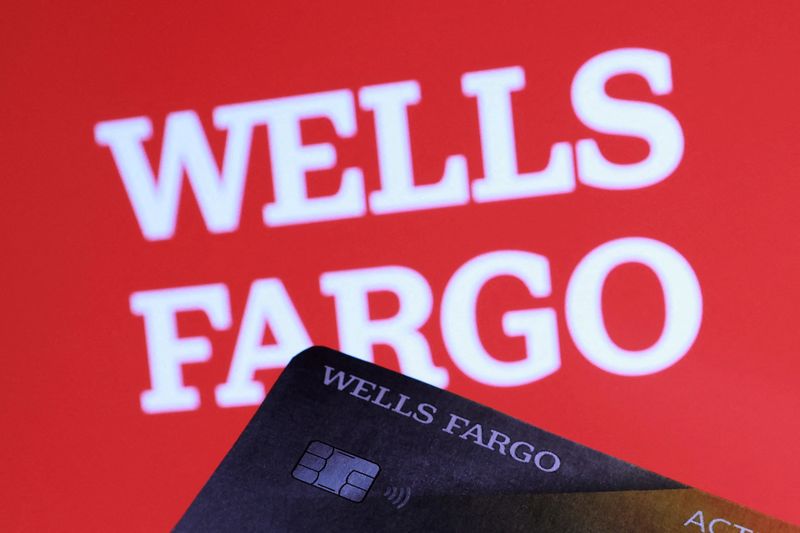 Wells Fargo mockup credit card in front of the Wells Fargo logo, in this illustration taken January 14, 2026. REUTERS/Dado Ruvic/Illustration