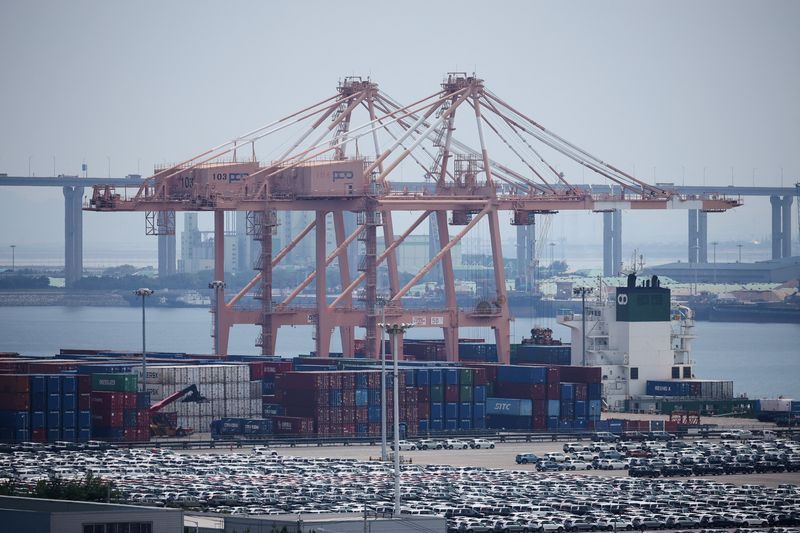 KIA Motors' vehicles are parked to be exported, at a port in Pyeongtaek, South Korea, July 31, 2025.    REUTERS/Kim Hong-Ji