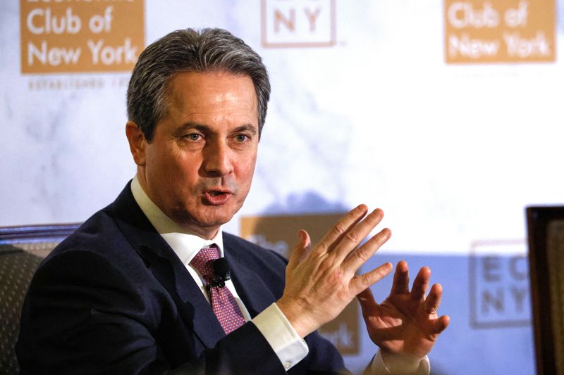 Alberto Musalem, President and CEO of the Federal Reserve Bank of St. Louis, speaks to the Economic Club of New York, in New York City, U.S., February 20, 2025.  REUTERS/Brendan McDermid