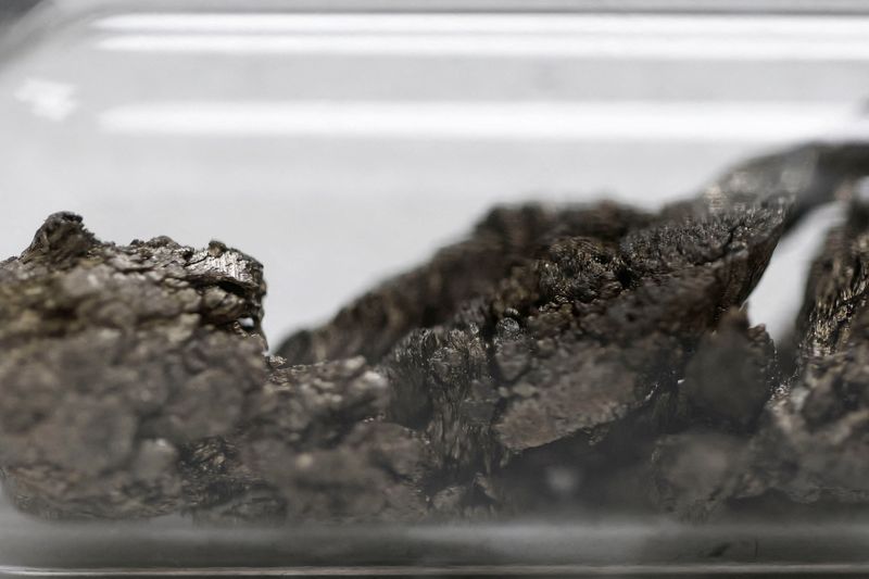 FILE PHOTO: A sample of samarium (Sm) is displayed at the Laboratory of Physics and Material studies (LPEM) in Paris, France, June 23, 2025. REUTERS/Benoit Tessier/File Photo