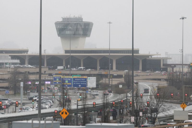 FILE PHOTO: A view of Newark Liberty International Airport in Newark, New Jersey,  U.S., March 23, 2026. REUTERS/Jeenah Moon/File Photo