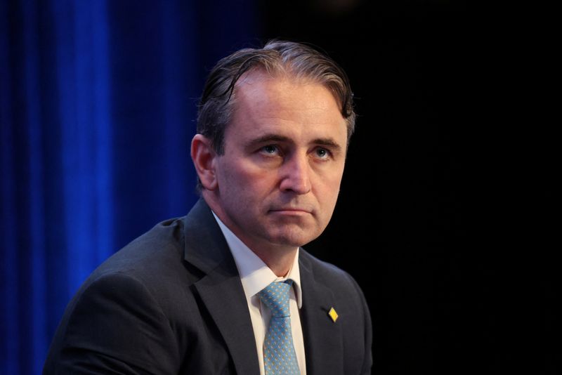 Matt Comyn, CEO of Commonwealth Bank of Australia, looks on during the Australian Financial Review banking summit, in Sydney, Australia, March 18, 2025. REUTERS/Hollie Adams