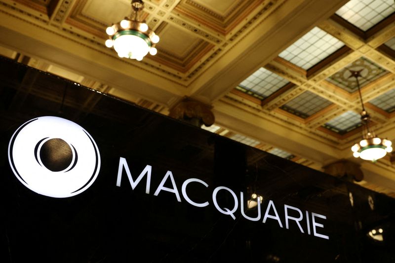 FILE PHOTO: Macquarie Group logo is seen inside their headquarters in Sydney, Australia, May 9, 2025. REUTERS/Hollie Adams/File Photo