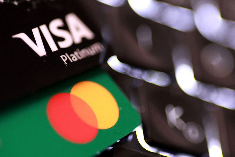Visa and Mastercard credit cards are seen in this illustration taken February 3, 2026. REUTERS/Dado Ruvic/Illustration