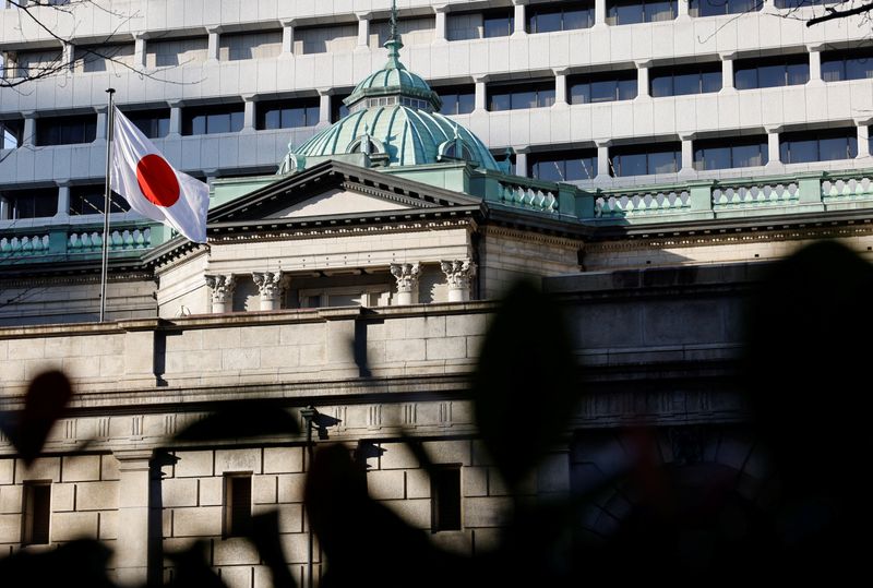 A Japanese flag flutters atop the Bank of Japan headquarters in Tokyo, Japan  December19, 2025. REUTERS/Manami Yamada