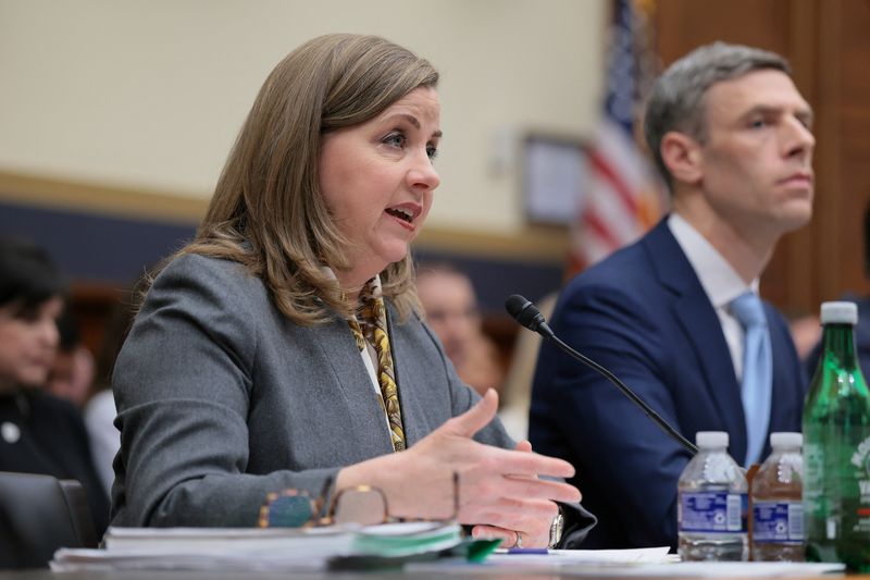 U.S. Federal Reserve Vice Chair for Supervision Michelle Bowman and Comptroller of the Currency Jonathan Gould attend a House Financial Services Committee hearing on oversight of prudential regulators, in Washington, D.C., U.S., June 4, 2026.  REUTERS/Kylie Cooper