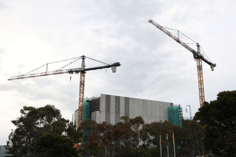 Cranes tower over the AirTrunk data centre that is under construction in Western Sydney, Australia, August 13, 2025. REUTERS/Hollie Adams