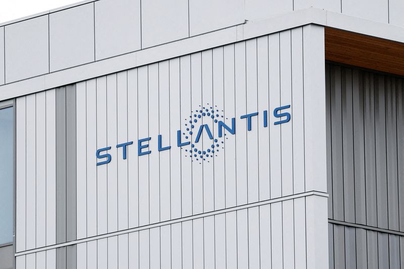 FILE PHOTO: FILE PHOTO: A logo on the exterior of a Stellantis office building in Poissy, near Paris, France, May 4, 2026. REUTERS/Benoit Tessier/File Photo/File Photo