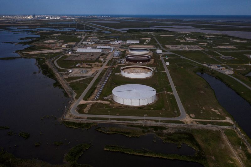 FILE PHOTO: The Bryan Mound Strategic Petroleum Reserve, an oil storage facility, is seen in this aerial photograph over Freeport, Texas, U.S., April 27, 2020.  REUTERS/Adrees Latif/File Photo