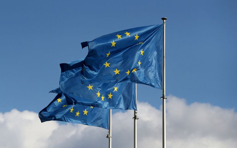 FILE PHOTO: European Union flags fly outside the EU Commission headquarters in Brussels, Belgium September 19, 2019. REUTERS/Yves Herman/File Photo