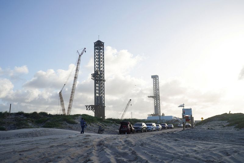FILE PHOTO: A general view of SpaceX’s launchpad on the day of the company’s initial public offering (IPO), in Starbase, Texas, U.S., June 12, 2026.   REUTERS/Gabriel V. Cardenas/File Photo