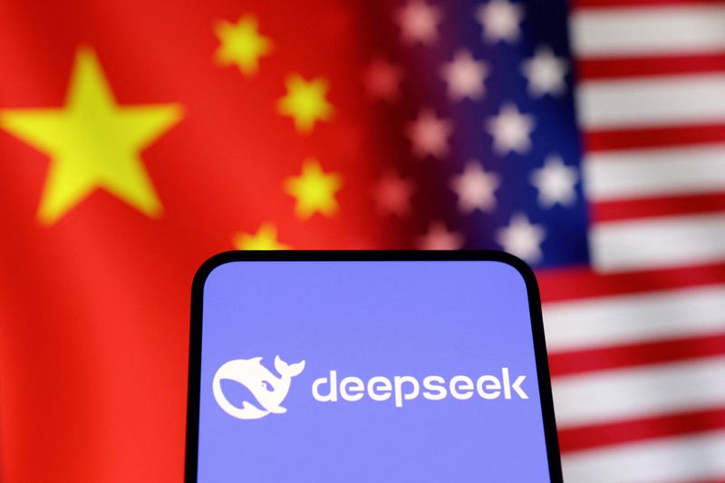The Deepseek logo and U.S. and Chinese flags are seen in this illustration taken on January 29, 2025. REUTERS/Dado Ruvic/Illustration