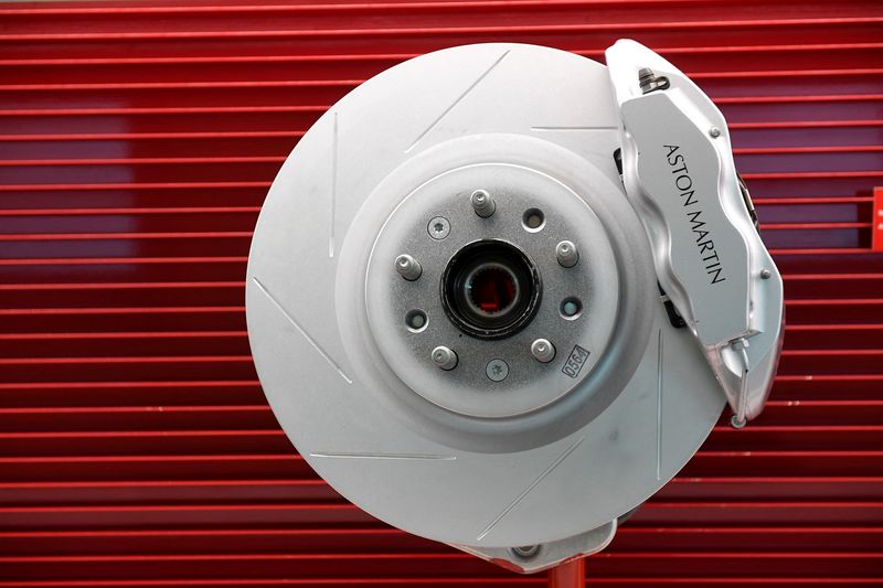 FILE PHOTO: A braking system for Aston Martin is seen at Brembo headquarters in Bergamo, Italy October 7, 2019. REUTERS/Flavio Lo Scalzo/File Photo