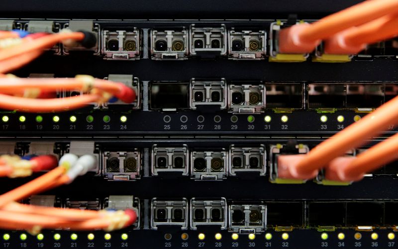 Computer network equipment is seen in a server room in Vienna, Austria, October 25, 2018. REUTERS/Heinz-Peter Bader