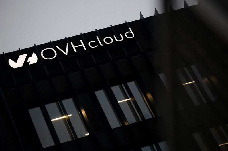 The logo of French cloud computing company OVHcloud is seen on the company's building in Paris, France, January 25, 2023. REUTERS/Sarah Meyssonnier