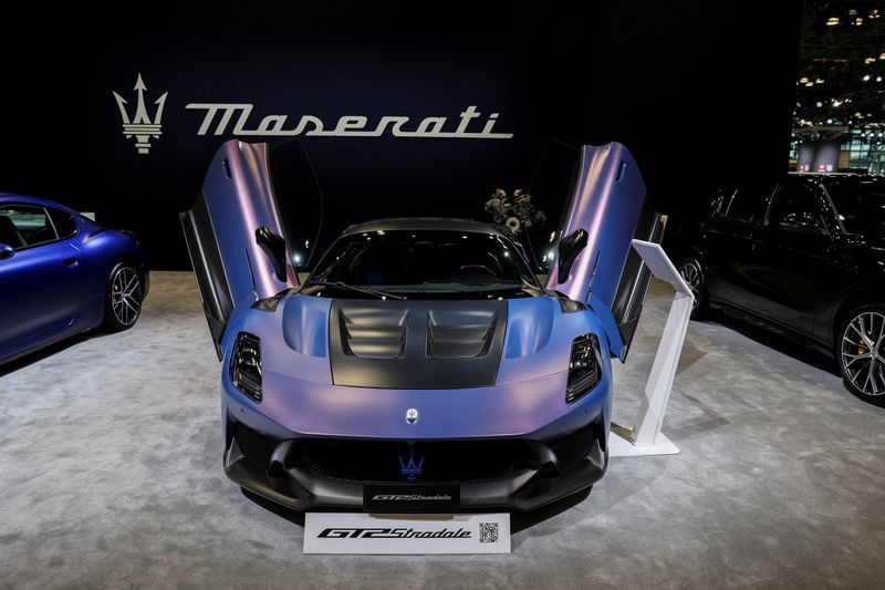 FILE PHOTO: A Maserati GT2 Stradale is displayed at the New York International Auto Show Press Preview in New York City, U.S., April 16, 2025. REUTERS/Jeenah Moon/File Photo