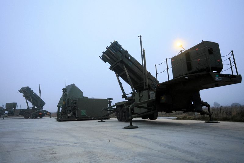 FILE PHOTO: 37th Air Defense Missile Squadron's Patriot missile systems, on the day of a ceremony announcing it's full combat readiness for the Integrated Battle Command System (IBCS) attended by Poland's Defence Minister Wladyslaw Kosiniak-Kamysz and U.S. Ambassador to Poland Thomas Rose, at the 3rd Warsaw Air Defense Missile Brigade's base in Sochaczew, Poland, December 18, 2025.  Agencja Wyborcza.pl/Jacek Marczewski via REUTERS