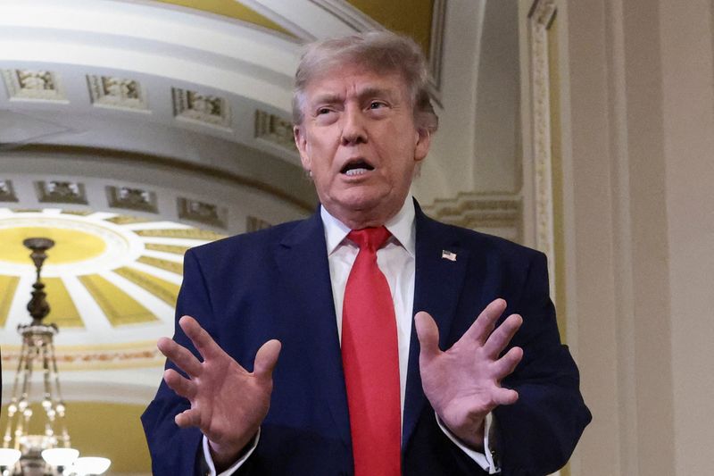 U.S. President Donald Trump speaks with the press at the U.S. Capitol, in Washington, D.C., U.S., June 24, 2026. REUTERS/Evelyn Hockstein