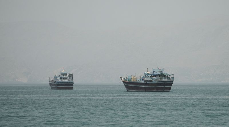 Vessels at the Strait of Hormuz, as seen from Musandam, Oman, June 24, 2026. REUTERS/Stringer