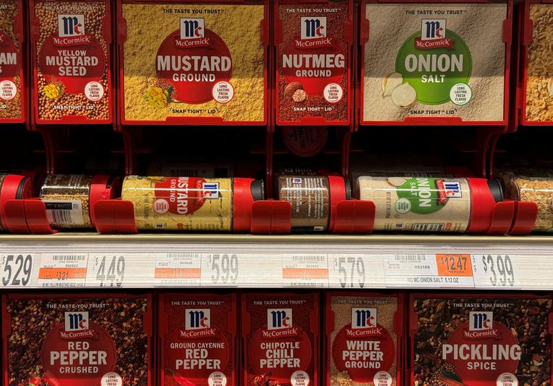 FILE PHOTO: McCormick brand spices at a grocery store in Medford, Massachusetts, U.S., March 31, 2026.   REUTERS/Brian Snyder/File Photo