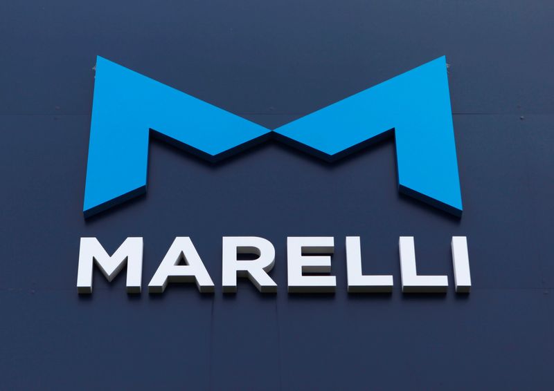 FILE PHOTO: The company logo of Marelli is displayed at the factory in Ora Town, Gunma Prefecture, Japan July 30, 2020. Picture taken July 30, 2020.  REUTERS/Naomi Tajitsu/File Photo