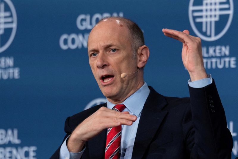 FILE PHOTO: Austan Goolsbee, President and CEO of the Federal Reserve Bank of Chicago, speaks during the Milken Institute Global Conference 2026 in Beverly Hills, California, U.S., May, 6, 2026.  REUTERS/Mike Blake/File Photo