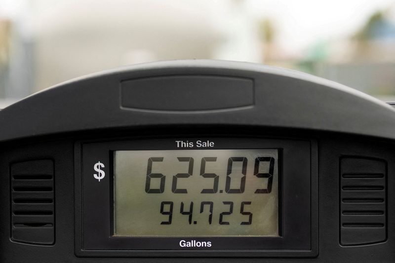 FILE PHOTO: The price of diesel fuel on a pump at a corporate filling station in San Diego, California, U.S., May 18, 2026.  REUTERS/Mike Blake/File Photo
