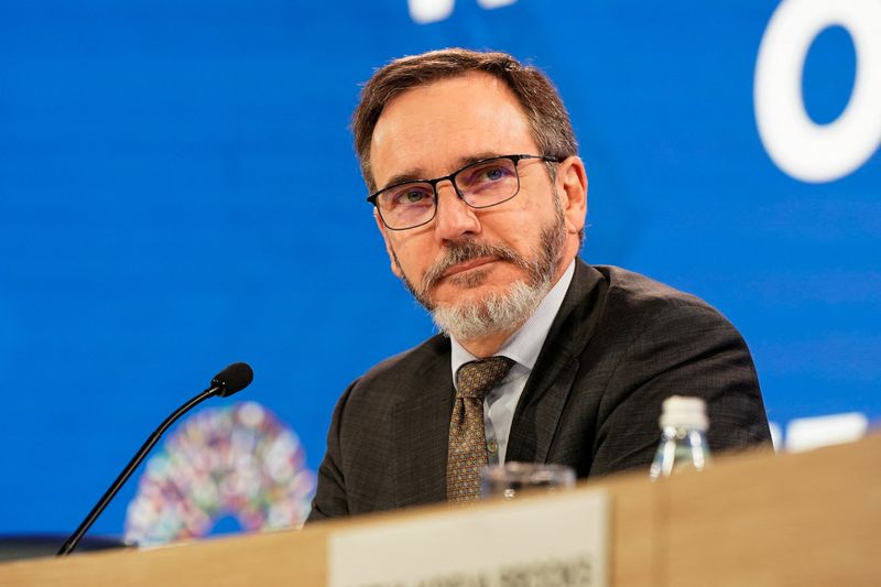 International Monetary Fund chief economist Pierre-Olivier Gourinchas attends the “World Economic Outlook” press briefing at the IMF/World Bank 2025 Annual Meetings in Washington, D.C., U.S., October 14, 2025. REUTERS/Elizabeth Frantz