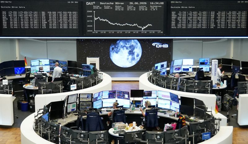 The German share price index DAX graph is pictured at the stock exchange in Frankfurt, Germany, June 26, 2026.  REUTERS/staff