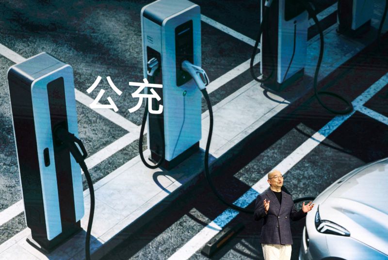 FILE PHOTO: General manager of CATL’s Battery Swapping Business Yang Jun speaks during company’s Tech Day event ahead of the Auto China show, in Beijing, China, April 21, 2026. REUTERS/Maxim Shemetov/File Photo
