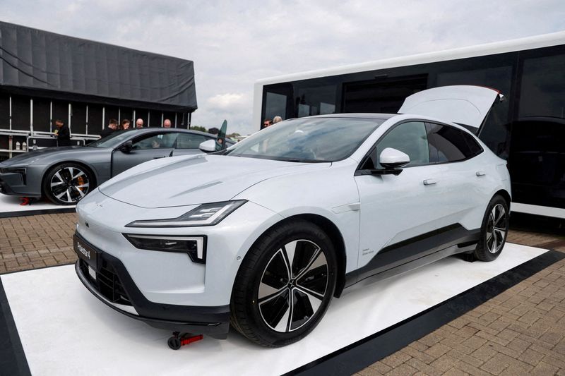 FILE PHOTO: A Polestar 4 electric car is on display at the Everything Electric North show in Harrogate, Britain May 8, 2026. REUTERS/Temilade Adelaja/File Photo