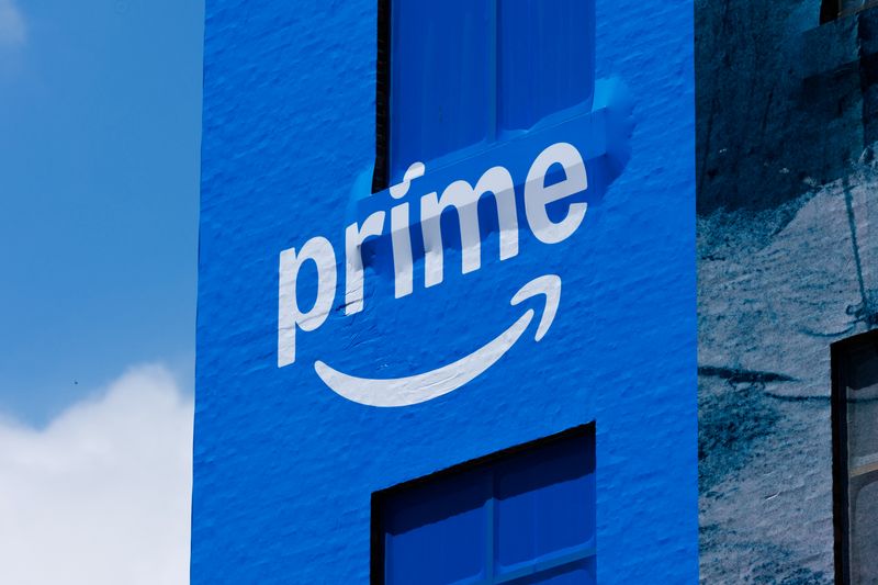 A downtown building is wrapped in Amazon Prime advertising ahead of Comic-Con International, in San Diego, California, U.S. July 22, 2025.  REUTERS/Mike Blake
