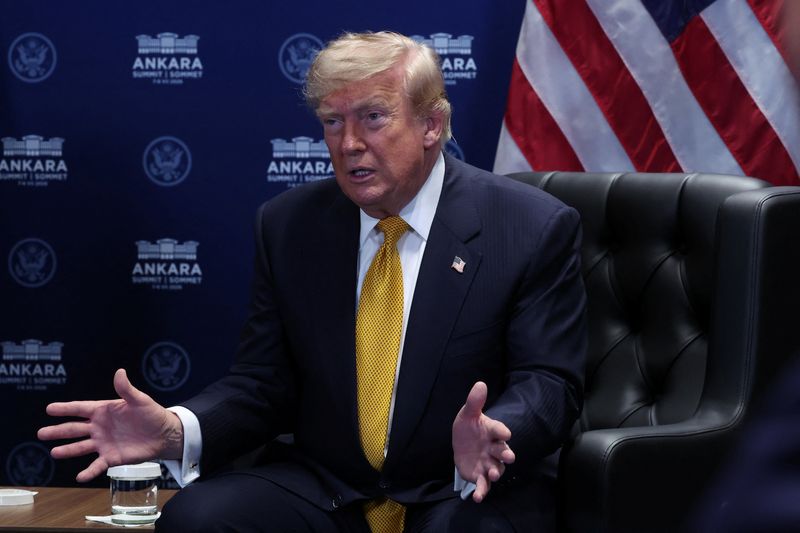 US President Donald Trump speaks during a meeting with NATO Secretary General Mark Rutte (not pictured) on the sidelines of the NATO summit in Ankara, Turkey, 08 July 2026. The NATO Summit takes place from 07-08 July.  FILIP SINGER/Pool via REUTERS