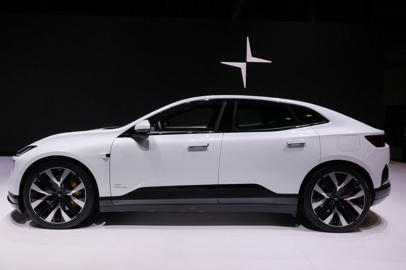 FILE PHOTO: The Polestar 4 electric SUV is displayed at the New York International Auto Show Press Preview, in Manhattan, New York City, U.S., March 27, 2024. REUTERS/Brendan McDermid/File Photo