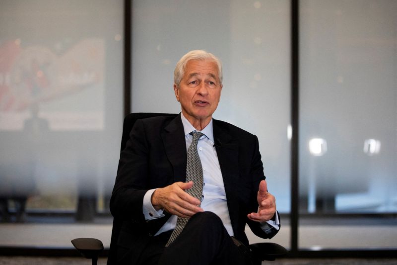 JPMorgan Chase CEO Jamie Dimon speaks during an interview with Reuters in Detroit, Michigan, U.S., November 5, 2025.   REUTERS/Emily Elconin