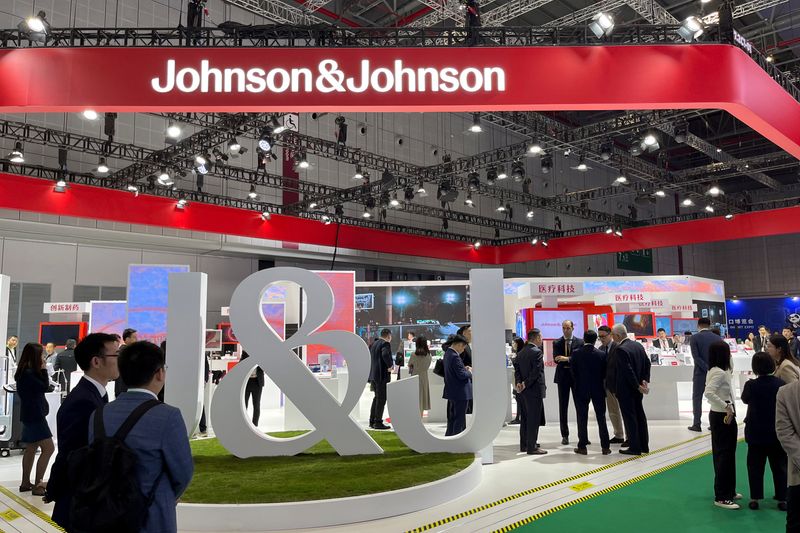 People visit the booth of Johnson & Johnson at the China International Import Expo (CIIE) in Shanghai, China November 7, 2024. REUTERS/Andrew Silver
