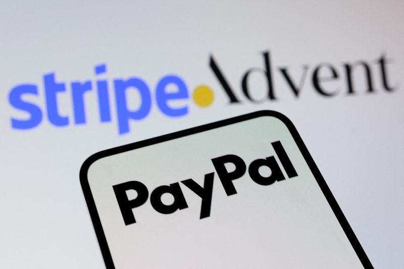 PayPal, Stripe and Advent International logos are seen in this illustration taken July 15, 2026. REUTERS/Dado Ruvic/Illustration