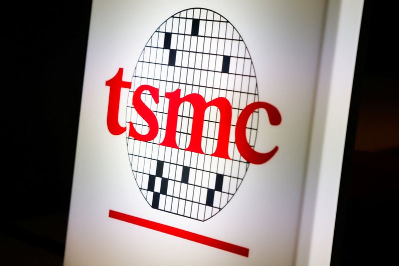 The logo of Taiwan Semiconductor Manufacturing Company (TSMC) at the company's second-quarter earnings conference in Taipei, Taiwan, July 16, 2026. REUTERS/Ann Wang