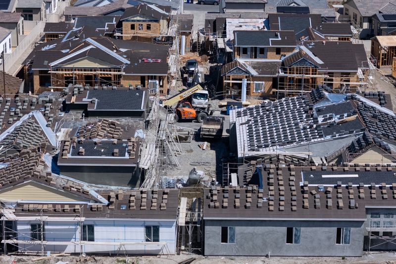 A drone view shows new single family home construction in San Diego, California, U.S., March 25, 2025.  REUTERS/Mike Blake