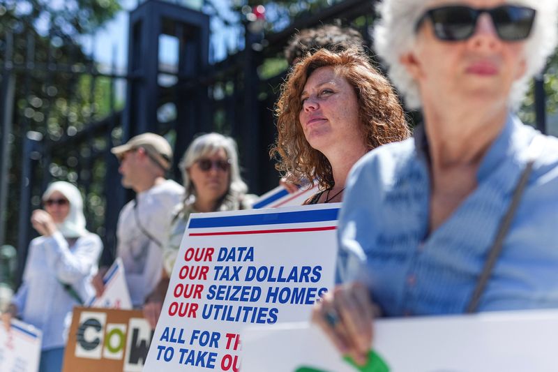 People take part in a nationwide protest against data centers in Atlanta, Georgia, U.S., July 18, 2026. REUTERS/Elijah Nouvelage
