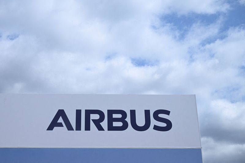 Airbus branding is displayed at the Farnborough Airshow, in Farnborough, Britain, July 21, 2026. REUTERS/Jaimi Joy
