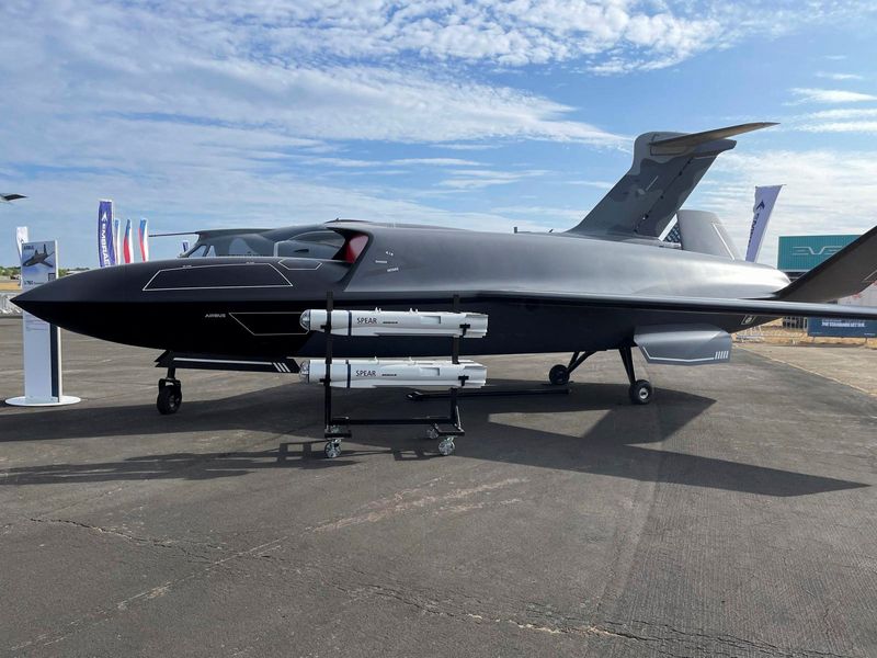Airbus' unmanned combat aircraft U760 Ravenstorm is on display at the Farnborough International Airshow, in Hampshire, Britain, July 20, 2026. REUTERS/Cassell Bryan-Low