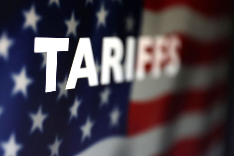 U.S. Flag and word "Tariffs" are seen in this illustration taken, April 2, 2025. REUTERS/Dado Ruvic/Illustration