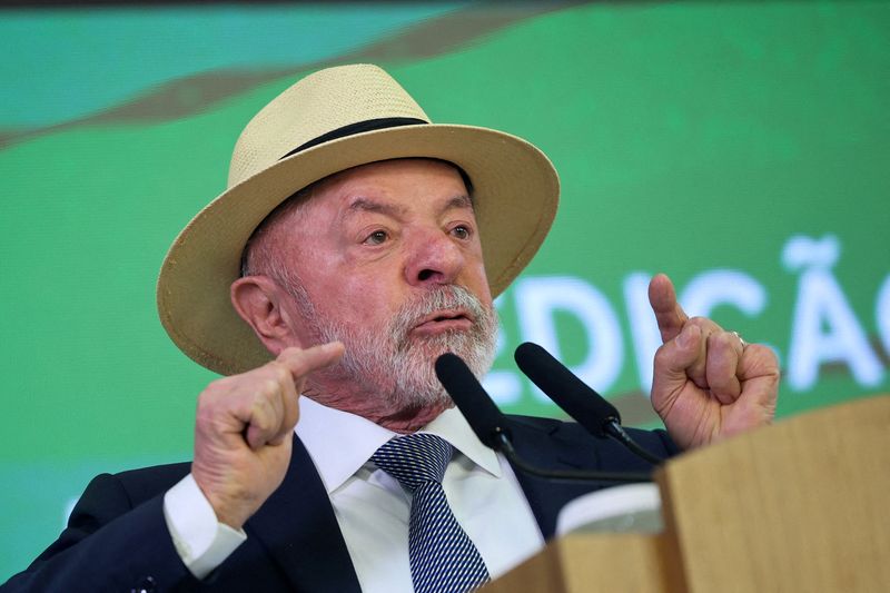 Brazil's President Luiz Inacio Lula da Silva speaks during a ceremony to sign into law a bill establishing a line of credit for companies affected by new tariffs imposed by the U.S. government, at the Planalto Palace in Brasilia, Brazil, July 22, 2026. REUTERS/Adriano Machado