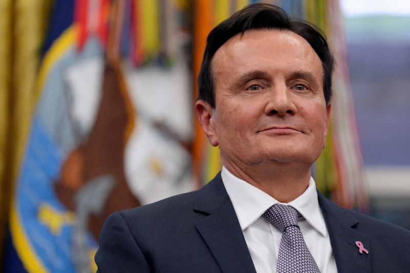 FILE PHOTO: AstraZeneca CEO Pascal Soriot attends an announcement about lowering U.S. drug prices, at the White House in Washington, D.C., U.S., October 10, 2025. REUTERS/Kent Nishimura/File Photo