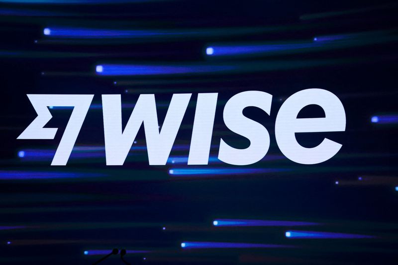 The logo for the money transfer company Wise is displayed on a screen during the company’s debut at the Nasdaq Market site, in New York City, U.S., May 11, 2026. REUTERS/Brendan McDermid